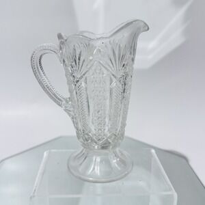 Vintage Imperial Glass Clear‎ Glass Pedestal Pitcher Milk Creamer